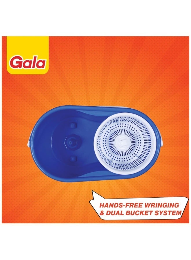 Gala Aqua Spin Mop with 4 Wheels & Big Bucket with 2 Microfiber Refills, Floor Cleaning Mop with Bucket, pocha for Floor Cleaning, Mopping Set (White and Blue) - Image 4